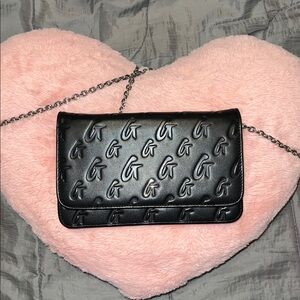 MIA RAY - GLAM-AHOLIC LIFESTYLE BLACK MONOGRAM WALLET ON CHAIN - SILVER